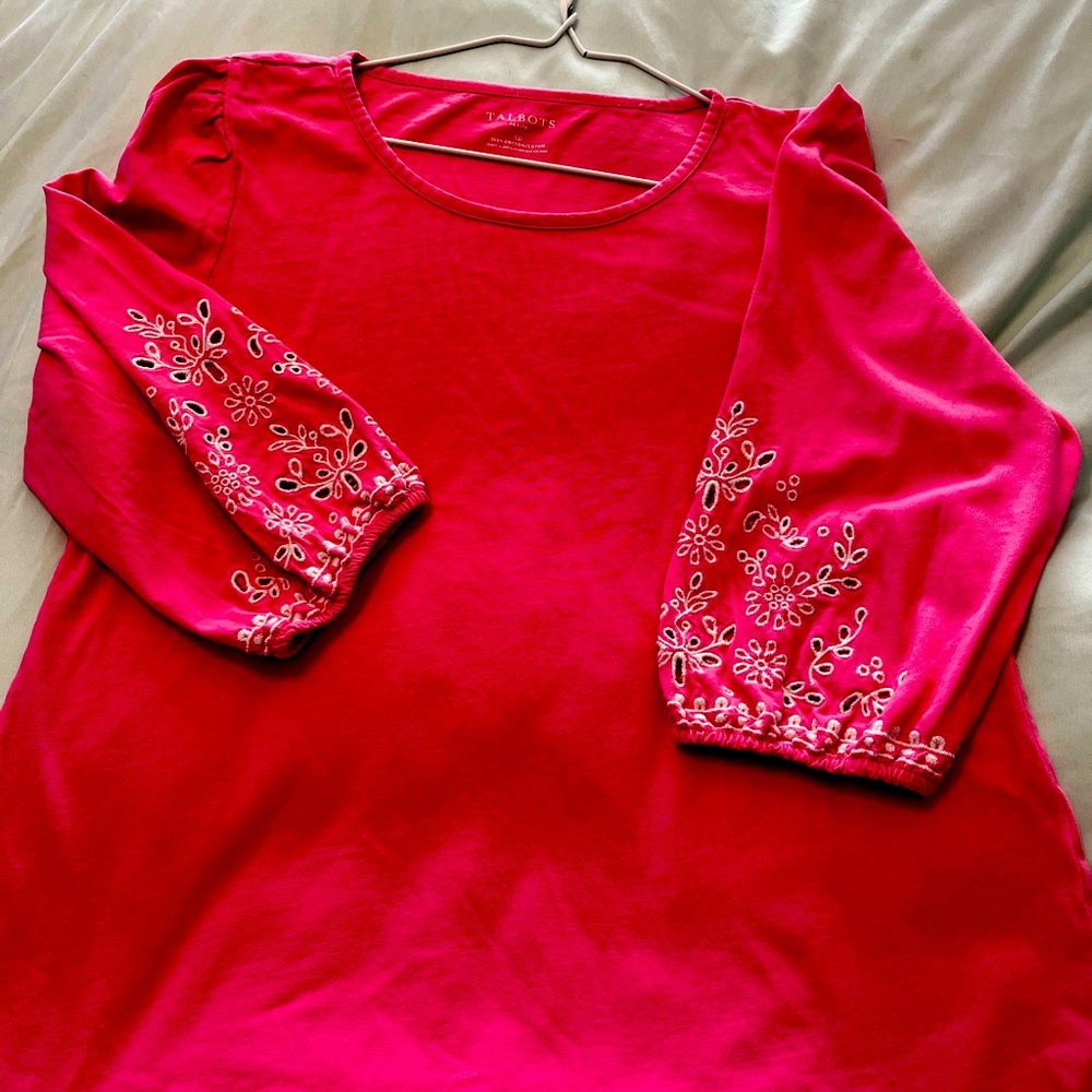 Talbots pink shirt with white embroidery! So pretty!